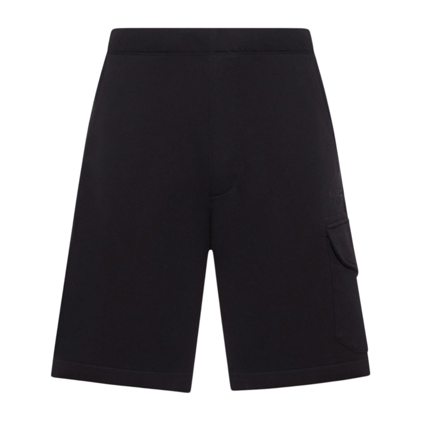 C.P. Company Diagonal Raised Embroidered Logo Black Shorts