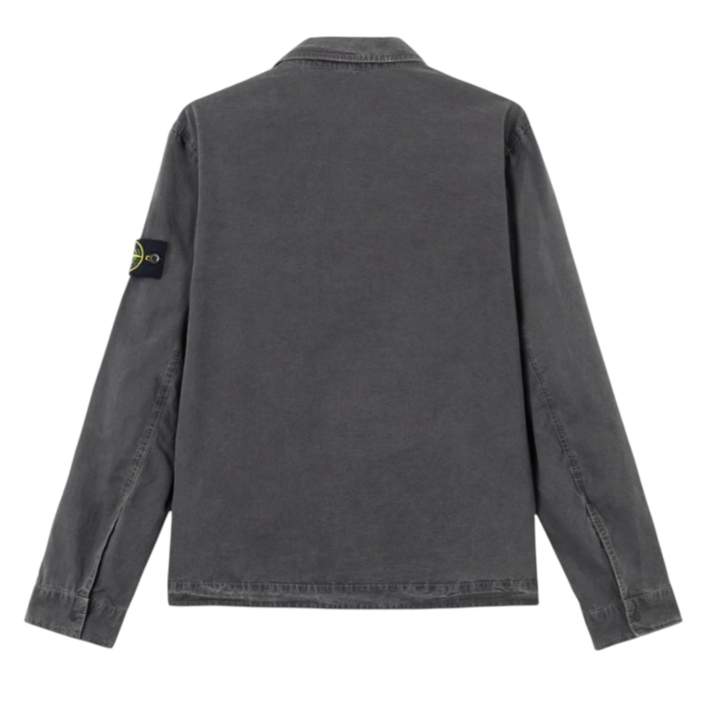 Stone Island Brushed Organic Cotton Canvas Charcoal Lead Grey Old Effect Overshirt
