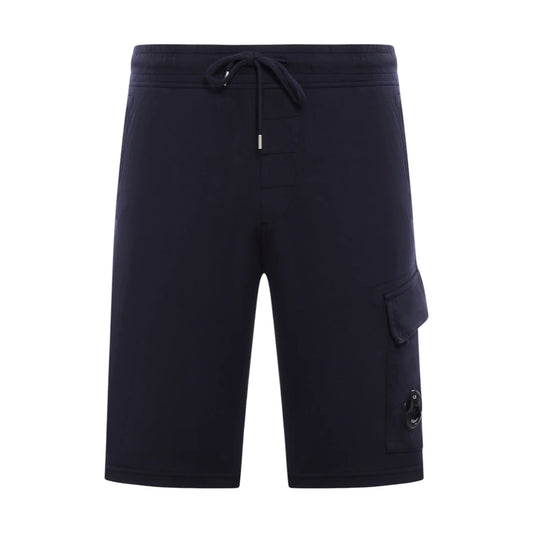 C.P. Company Cotton Lens Light Fleece Black Shorts