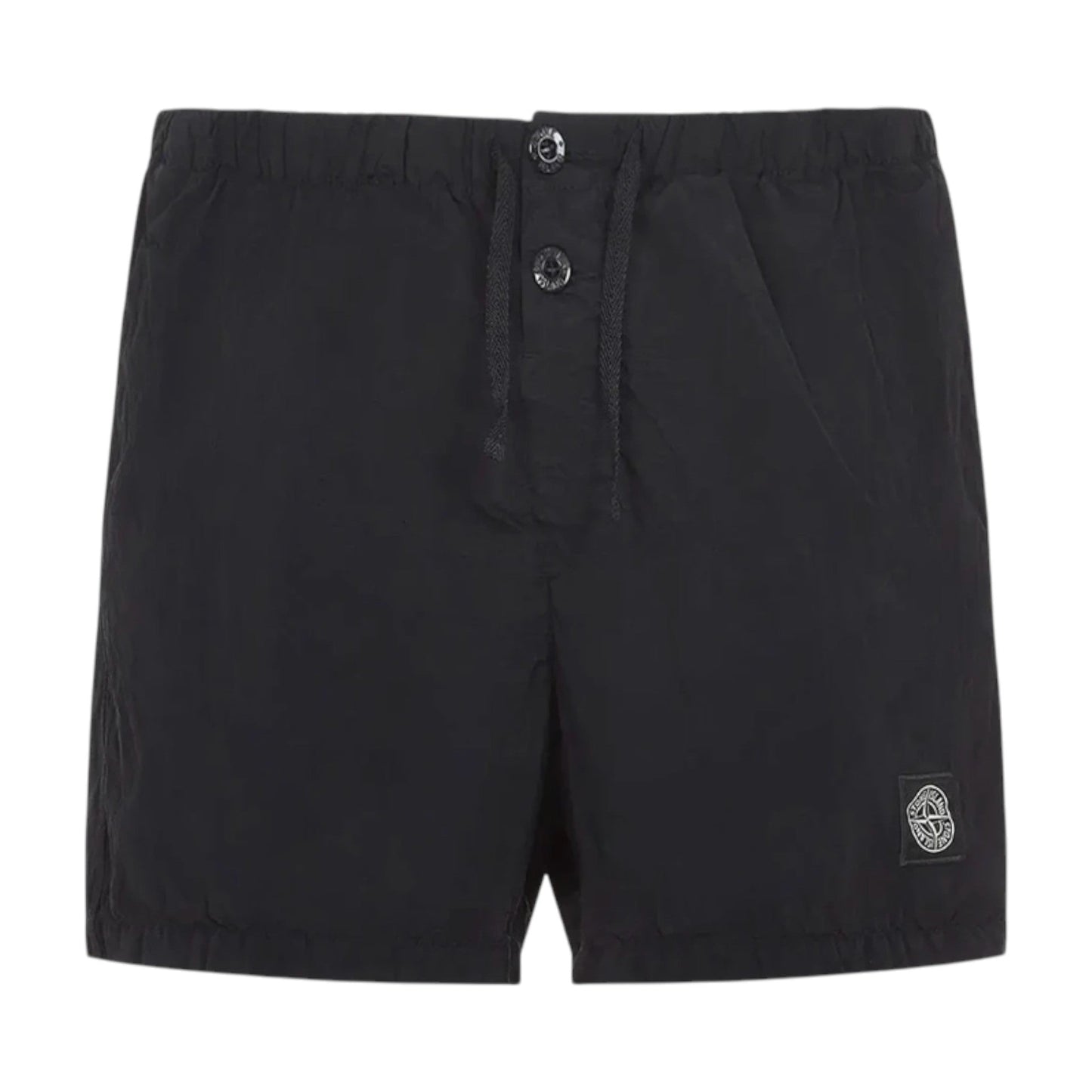 Stone Island Crinkled Nylon Black Swim Shorts