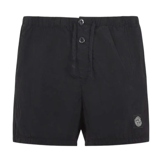Stone Island Crinkled Nylon Black Swim Shorts