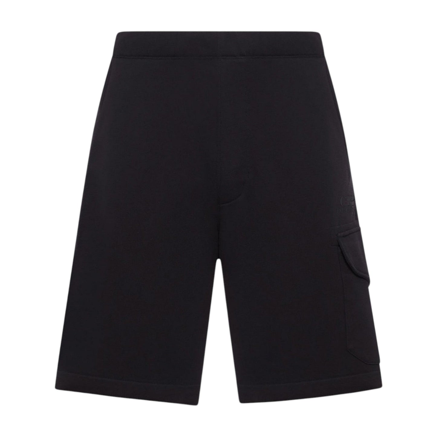 C.P. Company Diagonal Raised Embroidered Logo Black Shorts