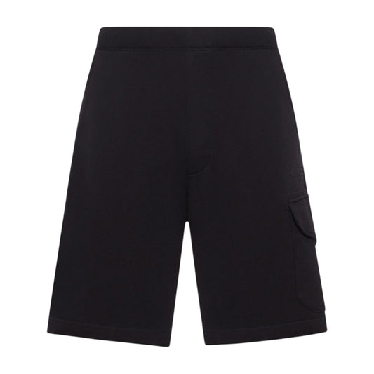 C.P. Company Diagonal Raised Embroidered Logo Black Shorts