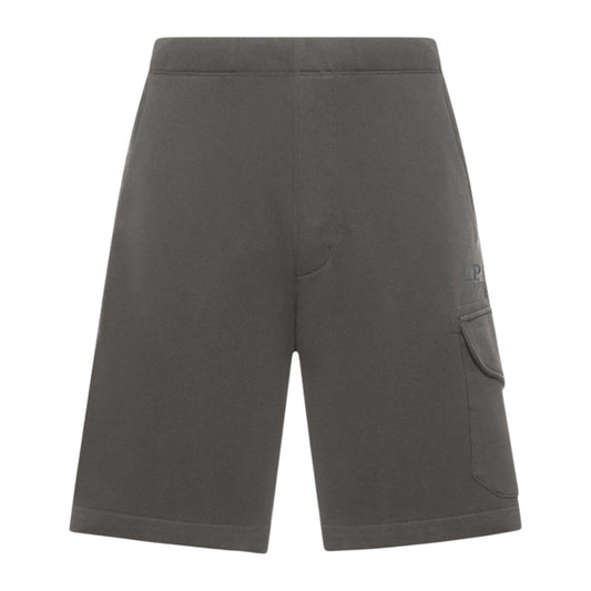 C.P. Company Diagonal Raised Embroidered Logo Gunmetal Grey Shorts
