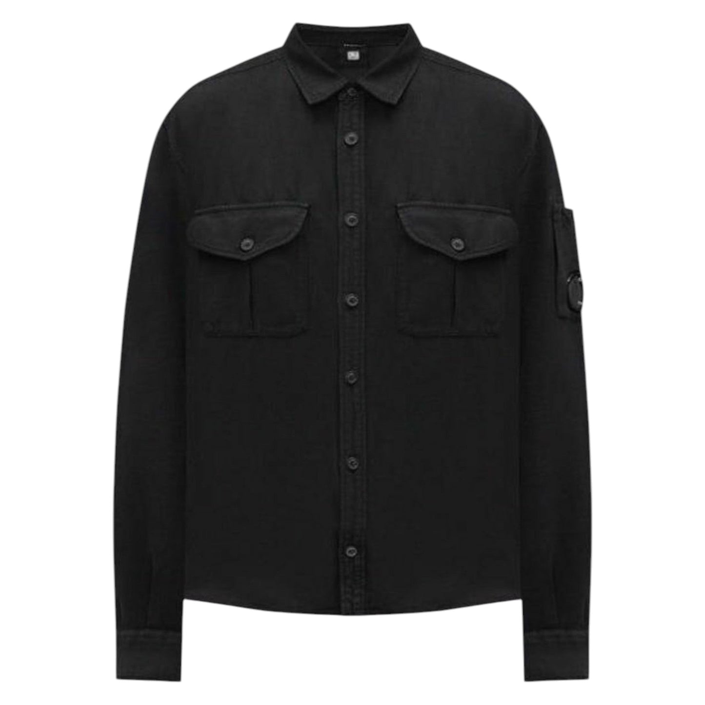 C.P. Company Cotton Long Sleeve Button Black Overshirt