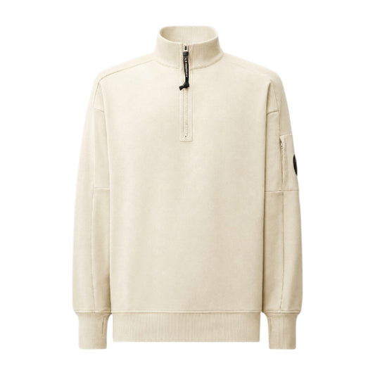 C.P. Company Diagonal Raised Fleece 1/4 Zip Silver Birch Sweatshirt