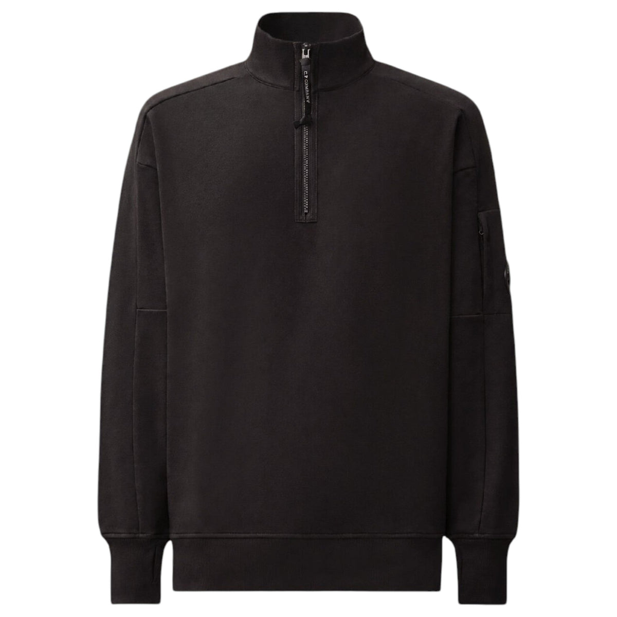 C.P. Company Diagonal Raised Fleece 1/4 Zip Black Sweatshirt
