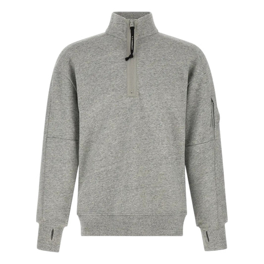 C.P. Company Diagonal Raised Fleece 1/4 Zip Grey Sweatshirt