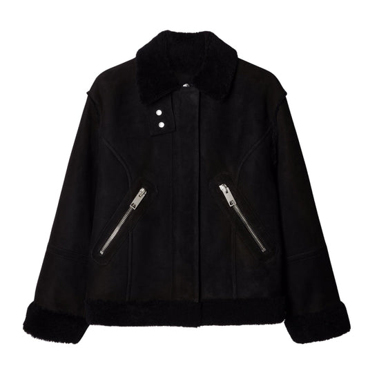 Off-White Round Shoulder Shearling Jacket IT38
