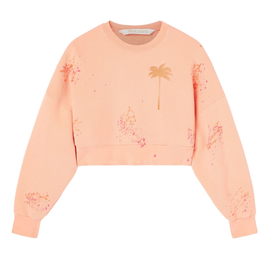 Palm Angels Pxp Painted Cropped Crew Coral S