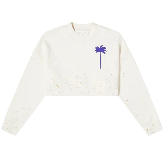 Palm Angels Pxp Painted Cropped Crewneck Butter L