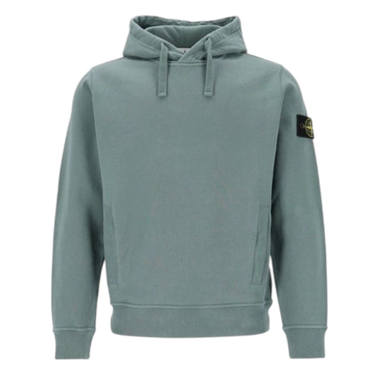 Stone Island Brushed Organic Cotton Green Hoodie