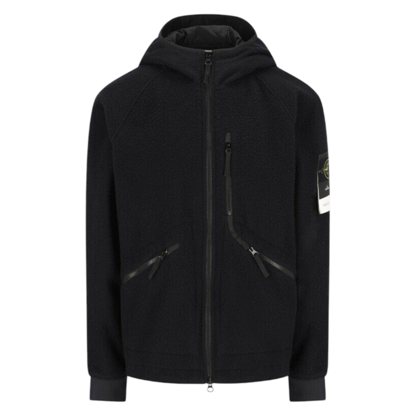 Stone Island Virgin Wool And Nylon Navy Ratinated Jacket