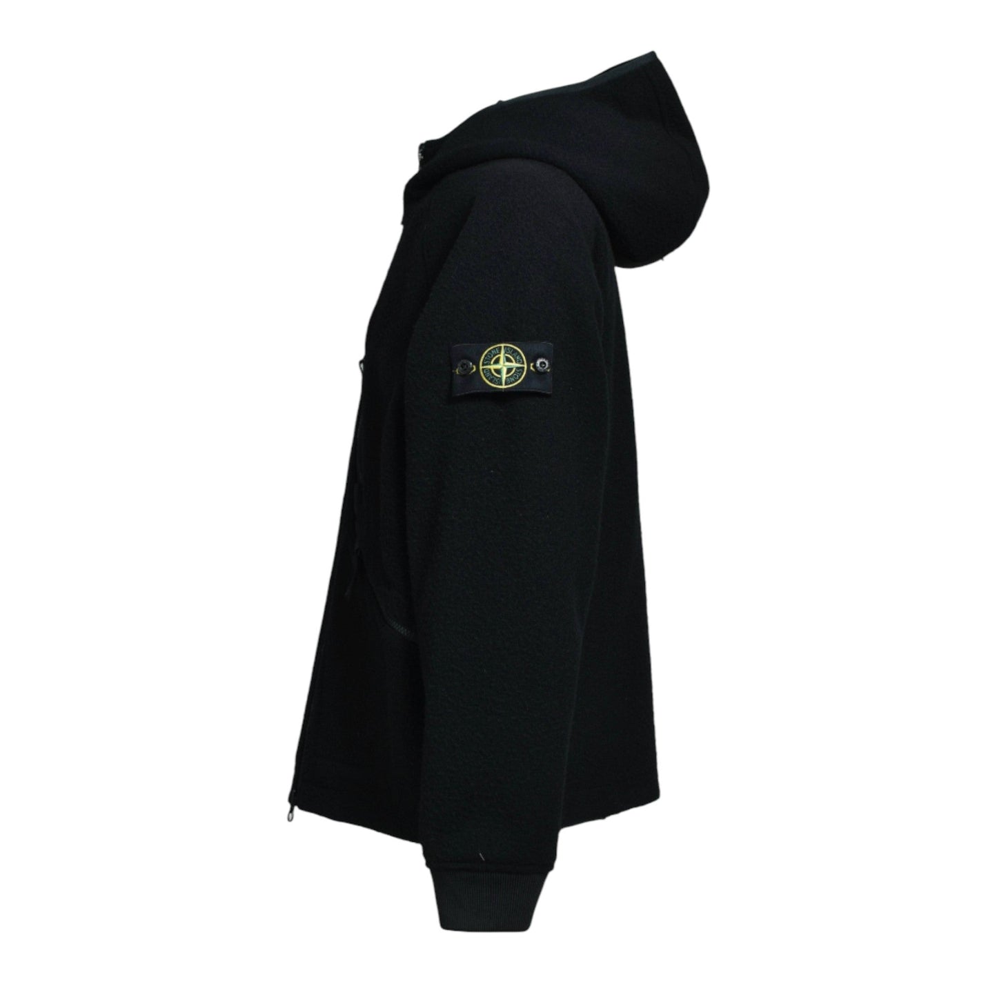 Stone Island Virgin Wool And Nylon Black Ratinated Jacket