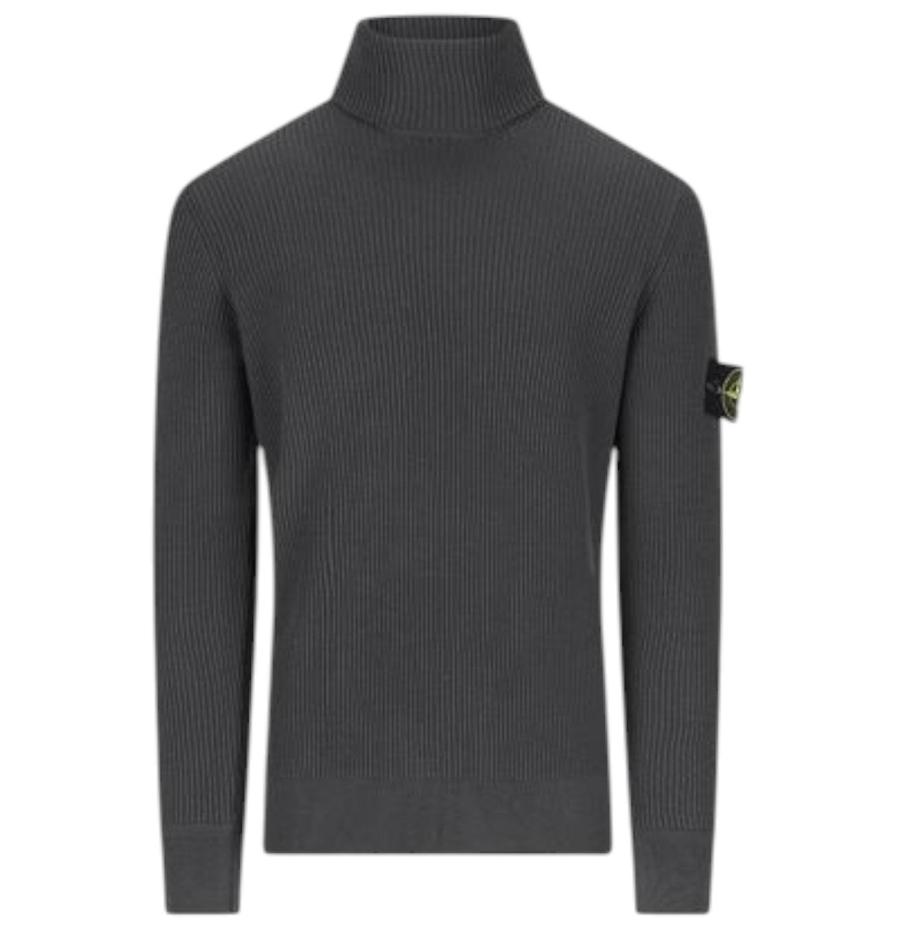 Stone Island Lead Grey Full Rib Wool Turtleneck Sweatshirt