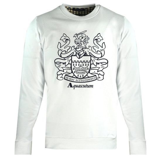 Aquascutum Crest Crew Neck White Sweatshirt