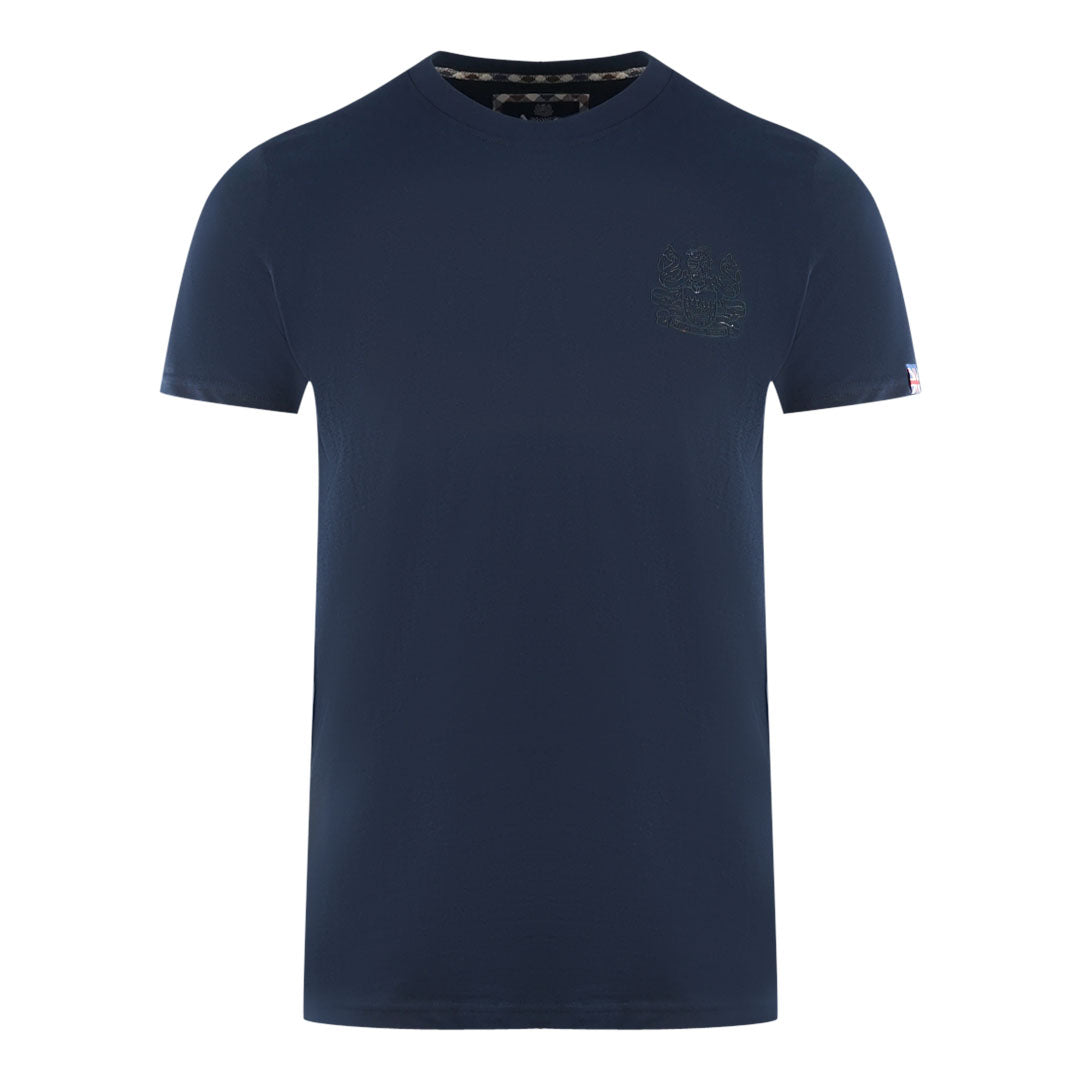 Aquascutum London Tonal Aldis Logo Navy Blue T Shirt