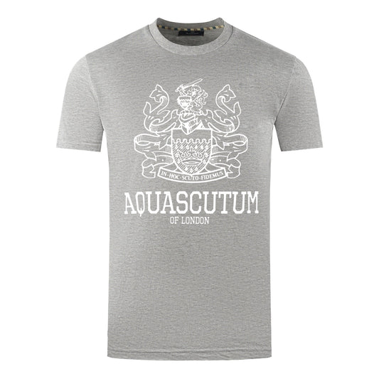 Aquascutum Large Bold London Aldis Brand Logo Grey T Shirt