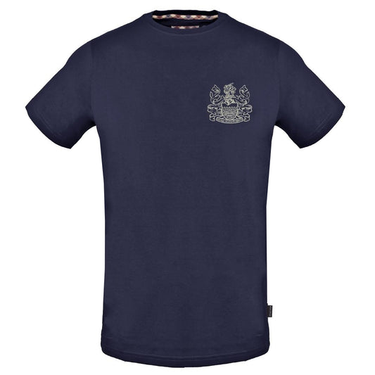 Aquascutum Stitched Aldis Logo Navy Blue T Shirt